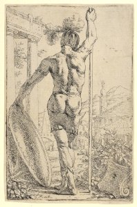 A Roman Warrior with Shield and Spear MET DP835367