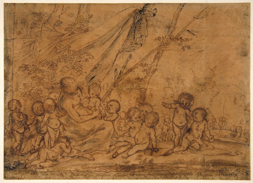 A Seated Female Figure Surrounded by Nude Infants MET DP811849