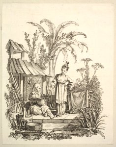 A Seated Chinese Man and a Woman Carrying a Fish MET DP825961