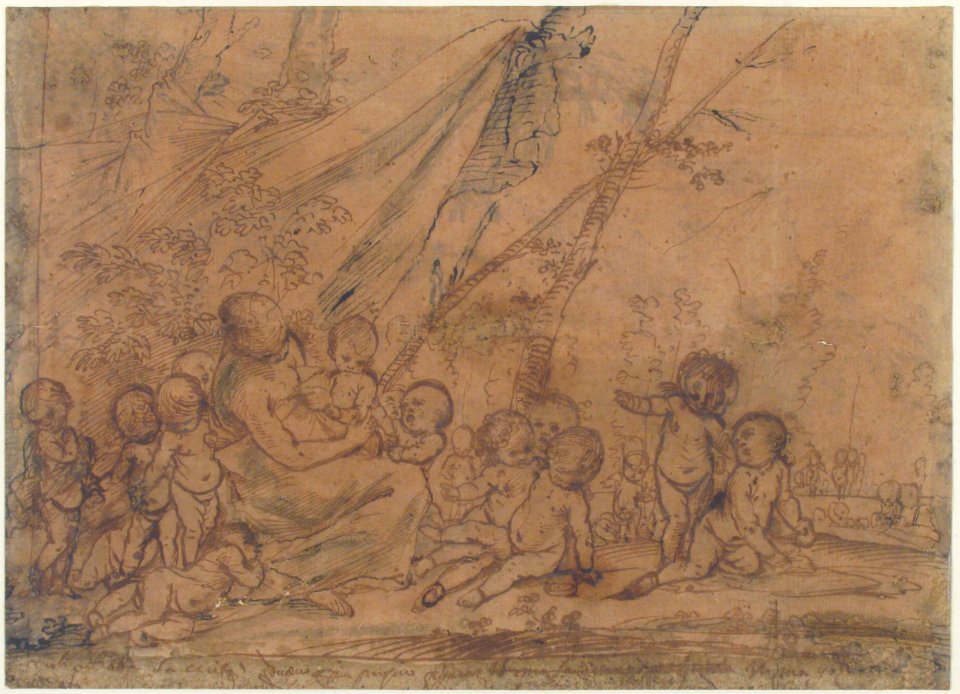 A Seated Female Figure Surrounded by Nude Infants MET 1977.314