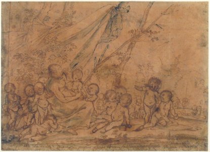 A Seated Female Figure Surrounded by Nude Infants MET 1977.314
