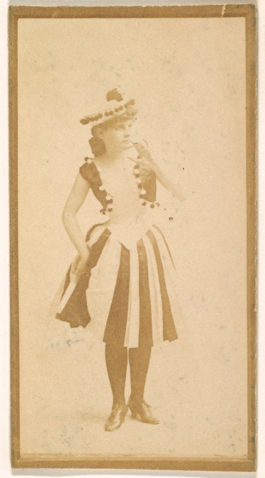 Actress wearing striped skirt, from the Actresses series (N664) promoting Old Fashion Fine Cut Tobacco MET DPB869770