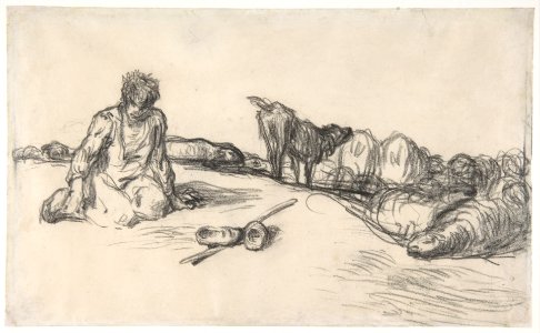 A Seated Shepherd with His Dog and Sheep MET DP807720