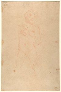 Allegorical Figure of Purity with a Unicorn and Putto (recto); Study of a Nude Boy (verso) MET DP801339
