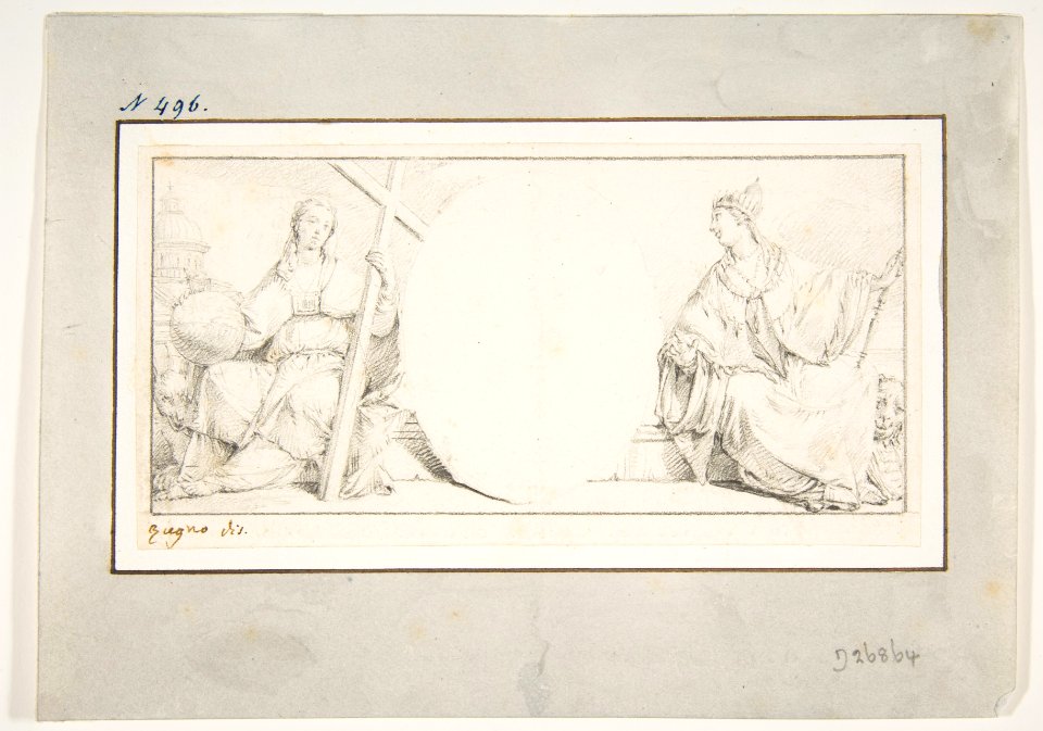 Allegorical Figures of Religion and Venice Flanking an Empty Cartouche MET DP812223