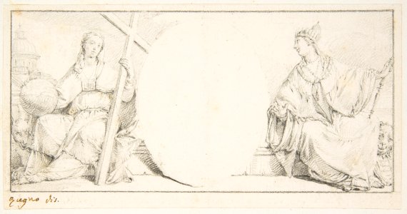 Allegorical Figures of Religion and Venice Flanking an Empty Cartouche MET DP812820