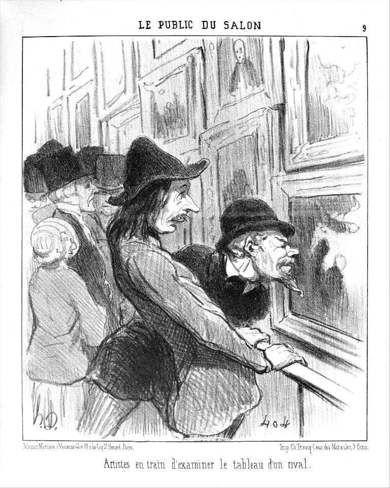 Artists Examining the Work of a Rival (Artistes en train d'examiner le tableau d'un rival), from Le Public du Salon, published in Le Charivari, May 14, 1852 MET MM64249