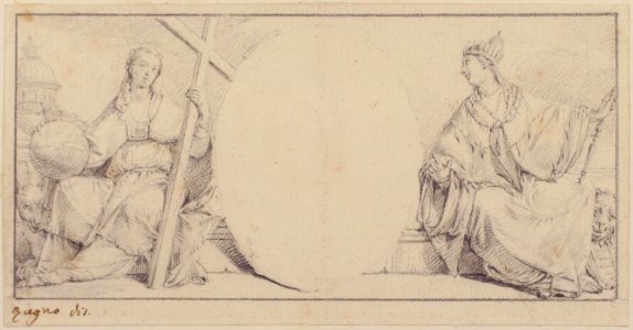 Allegorical Figures of Religion and Venice Flanking an Empty Cartouche MET 64.38.4