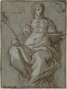 Allegorical Female Figure Holding a Branch and a Dish MET 49.150.4