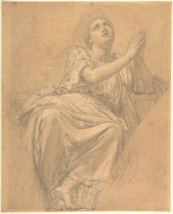 Allegorical Figure of the City of Piacenza, for a Pendentive in the Chapel of Saint-Roch, Church of Saint-Sulpice, Paris (recto); Studies for the Same Figure (verso) MET DP805010