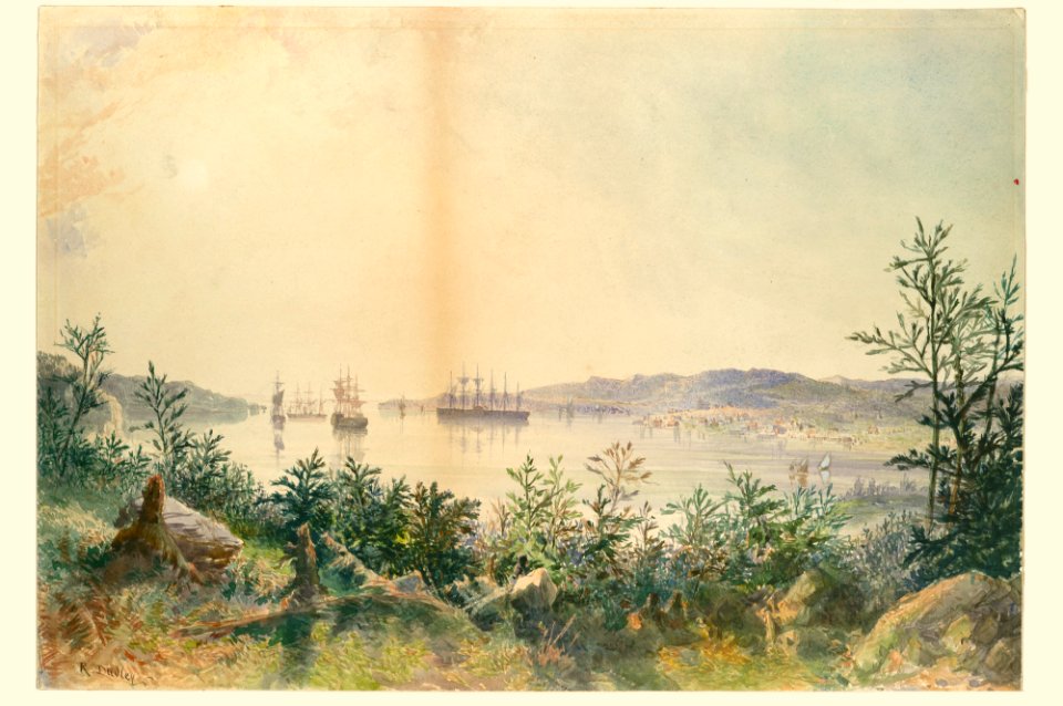 Arrival in Trinity Bay, Newfoundland- The Cable Passed to the Paddle-box Boat of the Terrible, etc. MET DP119843