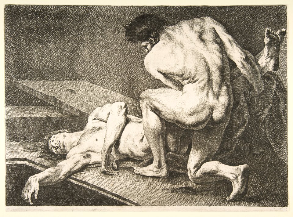 An "Académie"- One Man Lifting the Legs of Another Man MET DP813991