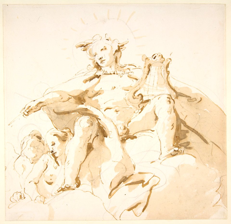 Apollo Seated on Clouds, Two Figures at Left MET DP811966