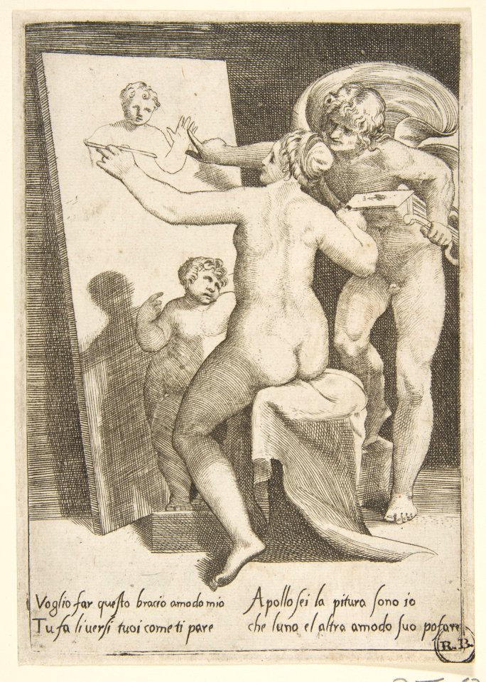Apollo standing a beside a woman representing an allegory of painting, from 'The Loves of the Gods' MET DP812674