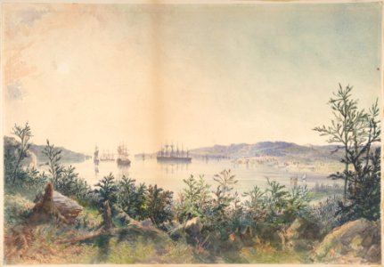 Arrival in Trinity Bay, Newfoundland- The Cable Passed to the Paddle-box Boat of the Terrible, etc. MET DP801370