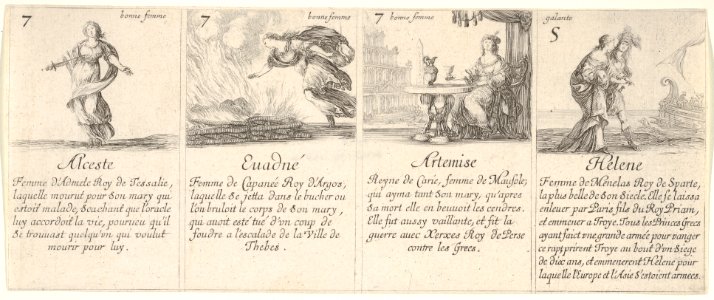 Alceste, Euadné, Artemise, and Helene, from 'The game of queens' (Le jeu des Reines renommées) MET DP833246