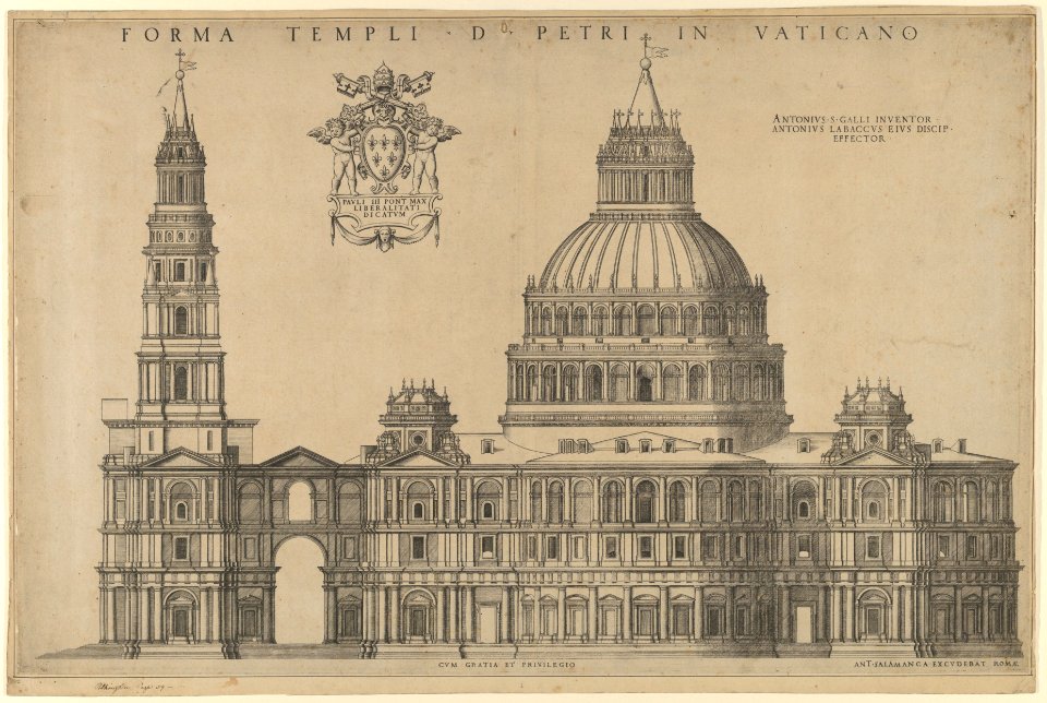 Antonio da Sangallo's project for St Peters, plan of the façade extended to the left with a tower MET DP847232