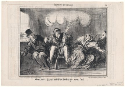 Allons bon!..... j'avais oublié de décharger mon fusil!...., from Émotions de Chasse, published in Le Charivari, February 21, 1858 MET DP876682
