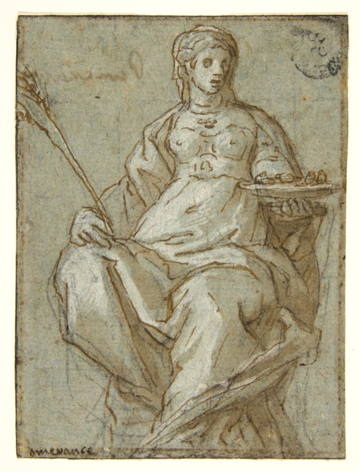 Allegorical Female Figure Holding a Branch and a Dish MET DP811831