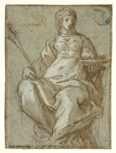 Allegorical Female Figure Holding a Branch and a Dish MET DP811831