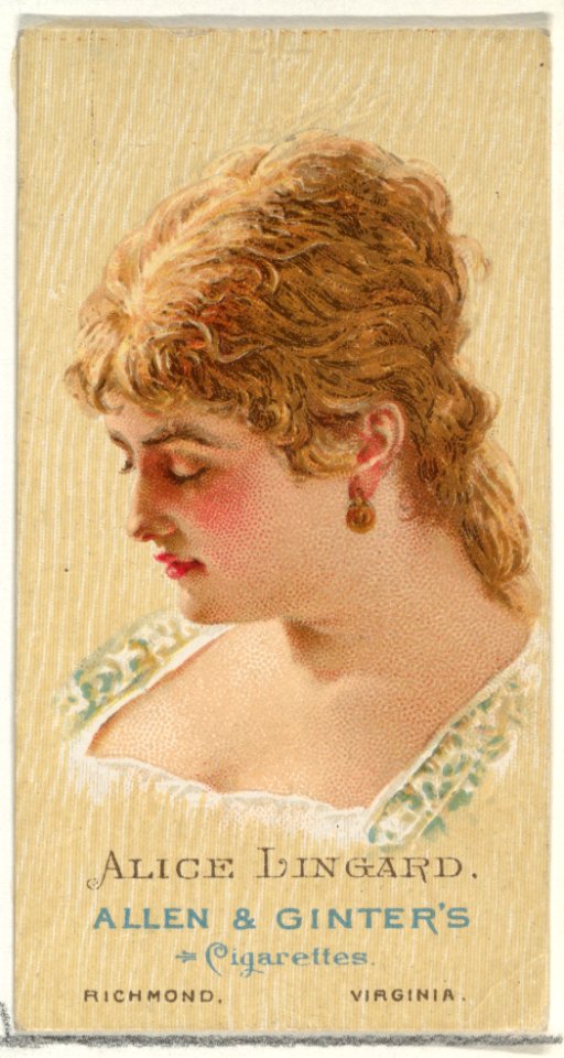 Alice Lingard, from World's Beauties, Series 2 (N27) for Allen & Ginter Cigarettes MET DP838147