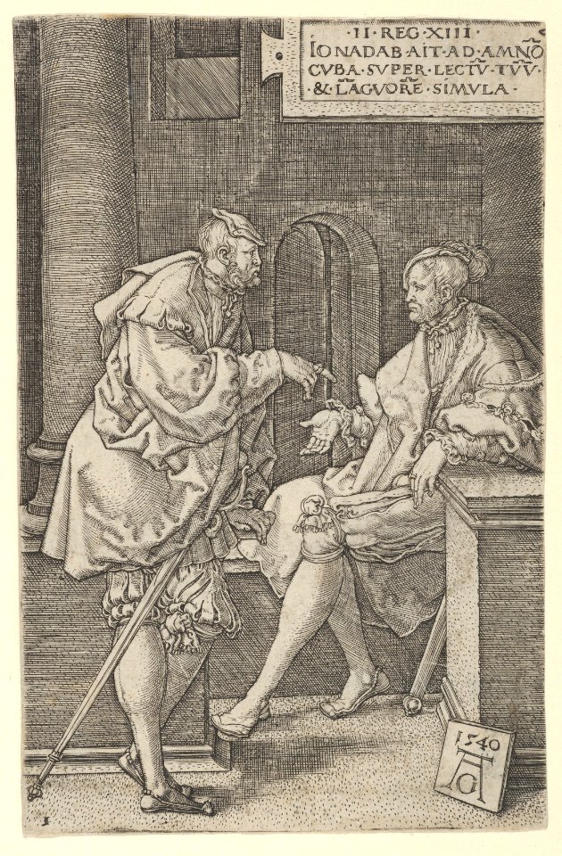 Amnon and Jonadab, from The Story of Amnon and Tamar, Heinrich Aldegrever, 1540