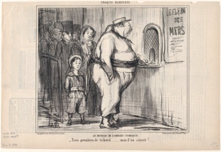 Au Bureau de l'Ambigu Comique, from Croquis Parisiens, published in Le Charivari, August 4, 1856 MET DP876512