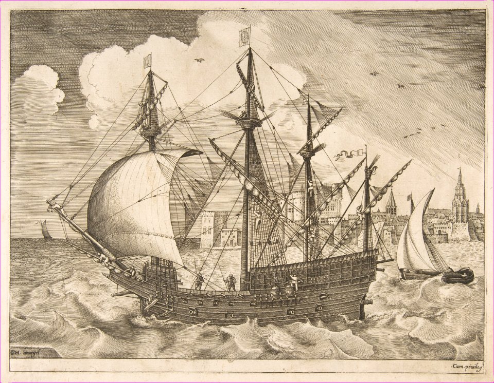 Armed Four-Master Putting Out to Sea from The Sailing Vessels MET DP818236