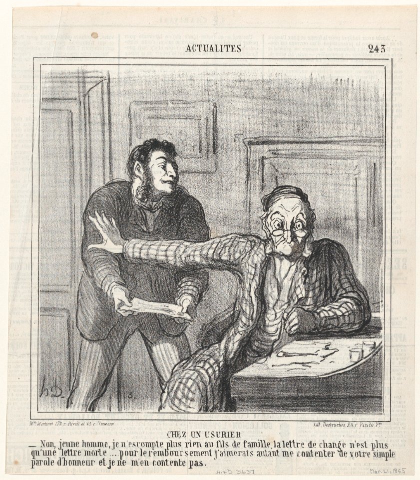 At a usurer's, from 'News of the day,' published in Le Charivari, March 21, 1865 MET DP877357