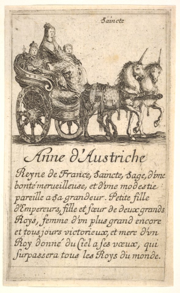 Anne d'Austrische, from 'The game of queens' (Le jeu des Reines renommées) MET DP833156