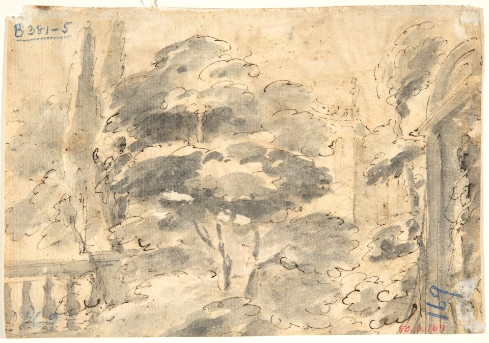 Ancient Naval Battle (Recto); Park with Monuments (Verso) MET DP802162
