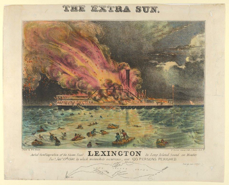 Awful Conflagration of the Steam Boat Lexington in Long Island Sound on Monday Eve, January 13th, 1840, by which melancholy occurrence, over 100 Persons Perished MET DP853624