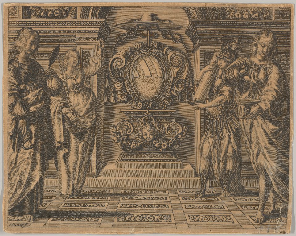 Arms of the Ludovisi Family Surrounded by Four Allegorical Figures MET DP836287
