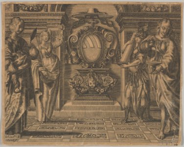 Arms of the Ludovisi Family Surrounded by Four Allegorical Figures MET DP836287