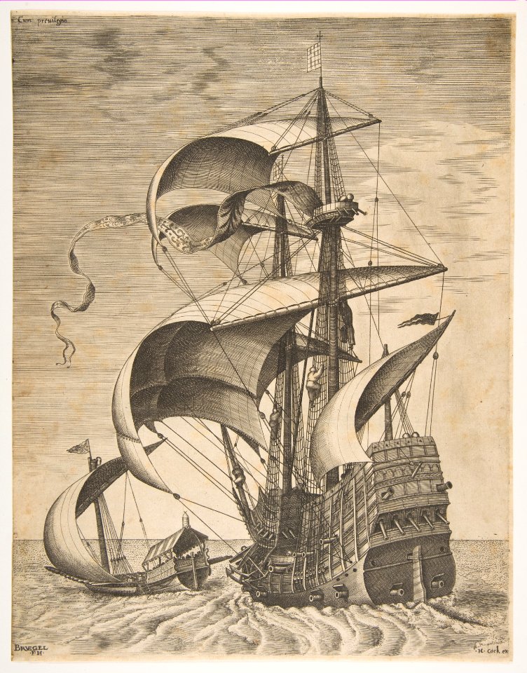 Armed Three-Master on the Open Sea Accompanied by a Galley, from the series Sailing Vessels MET DP818238