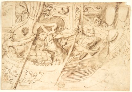Ancient Naval Battle (Recto); Park with Monuments (Verso) MET DP802161