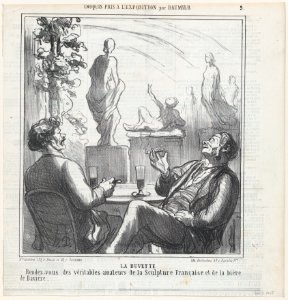 At the bar, meeting point for the true lovers of French sculpture and Bavarian beer, from 'Exhibition sketches,' published in Le Charivari, June 3, 1865 MET DP877367