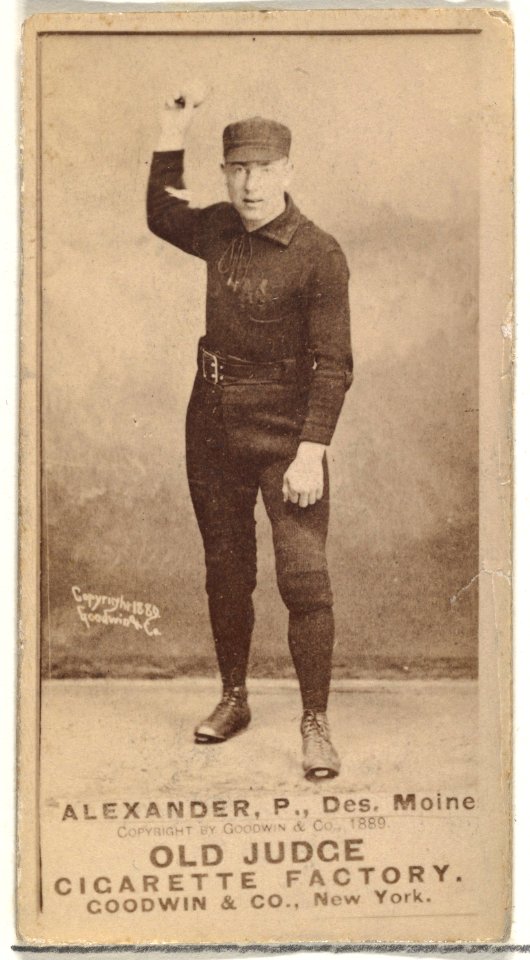 Alexander, Pitcher, Des Moines, from the Old Judge series (N172) for Old Judge Cigarettes MET DP846386