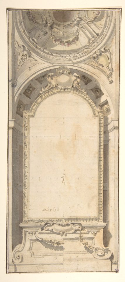 Architectural Design with an Altarpiece Framed in a Niche and Surmounted by a Dome MET DP810613