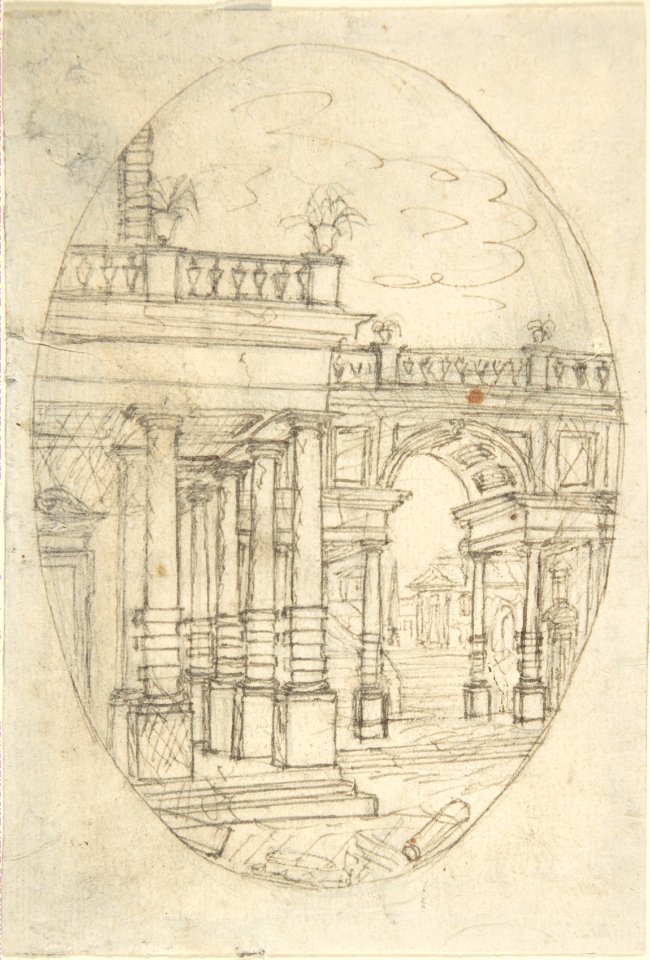 Architectural Drawing (recto); Sketch of a Figure (verso) MET DP803151