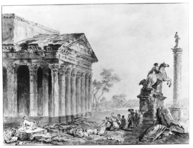 Architectural Capriccio with Roman Monuments and Washerwomen MET 168954