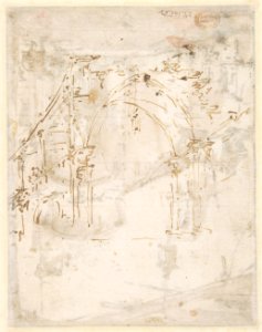 Architectural Capriccio- A Vaulted Passageway (recto); Ruined Loggia (verso) MET DP810411