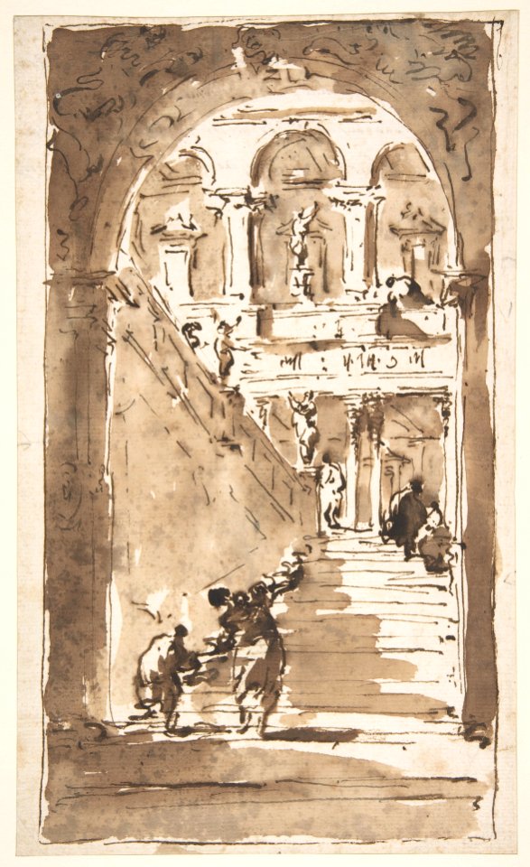 Architectural Fantasy- Figures on a Grand Staircase MET DP810424