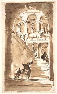 Architectural Fantasy- Figures on a Grand Staircase MET DP810424