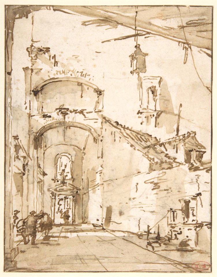 Architectural Capriccio- A Vaulted Passageway (recto); Ruined Loggia (verso) MET DP810410