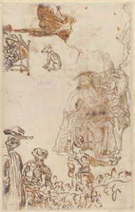 Architectural Capriccio- Garden Entrance to a Palace (recto); Three Masked and Costumed Figures and Other Figure Studies (verso) MET 37.165.81 VERSO