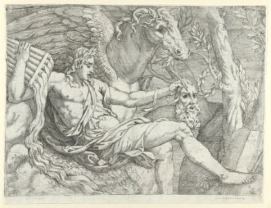 Apollo holding pipes in his right hand accompanied by Pegasus MET DP855257