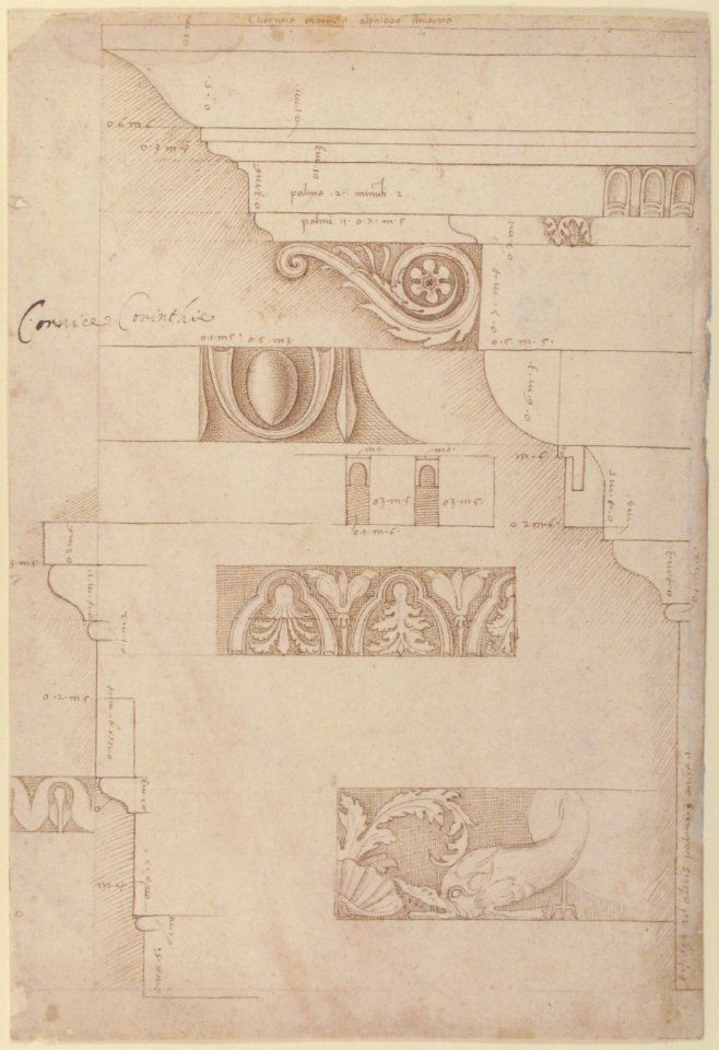 Architectural Study- The Measured Profiles of the Cornice and Entablature of the "Colonnacce" from the Forum Transitorium (the "Palace of Nerva"). MET 59.605.2