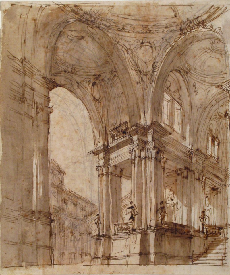 Architectural Study (recto); Separate Sheet with Architectural Drawing (verso) MET 35.115 RECTO
