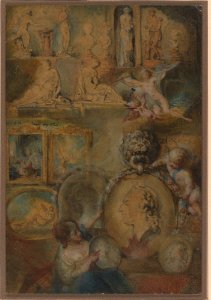 Allegory of Louis XV as Patron of the Arts with Paintings and Sculpture from the Salon of 1769 MET DP222168